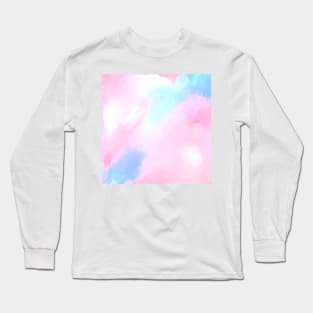 Elegant Pastel Blue Pink Watercolor Painting Long Sleeve T-Shirt